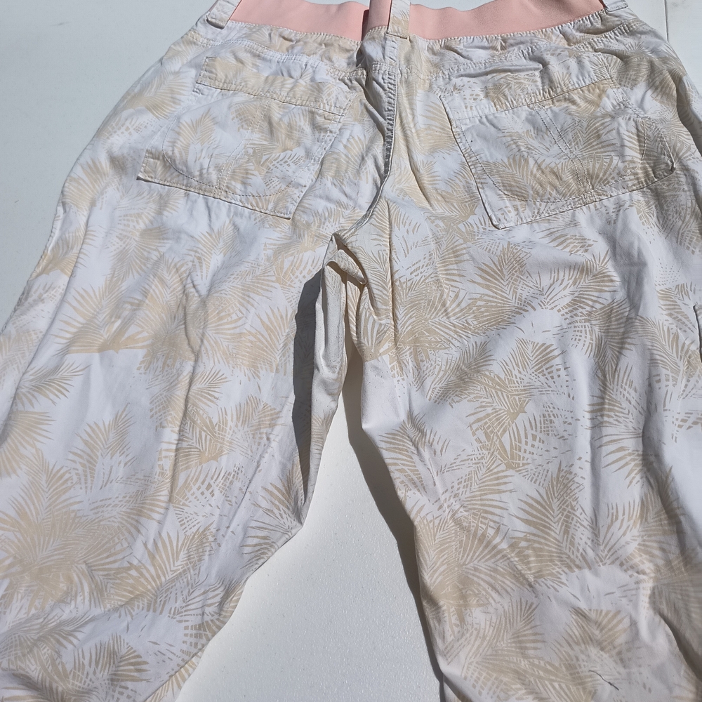 Lee Palm Print Skimmer Pants with Pink Waistband
